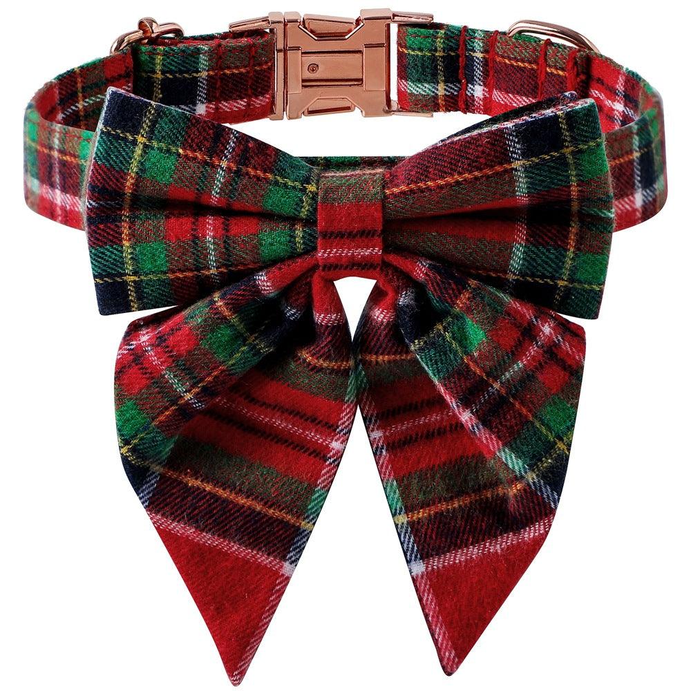 Festive Holiday Dog Collar With Rose Gold Buckle