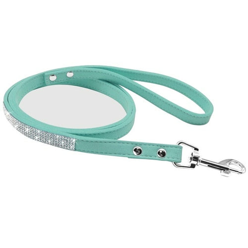 Läderhalsband med bling för hund och katt