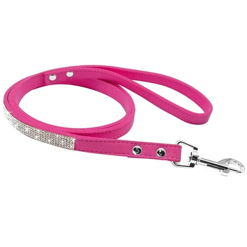 Läderhalsband med bling för hund och katt