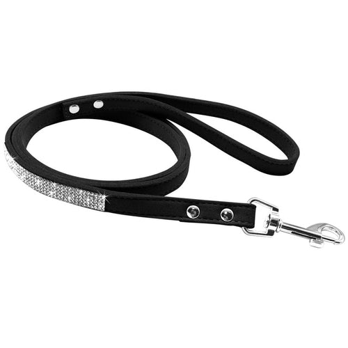 Läderhalsband med bling för hund och katt