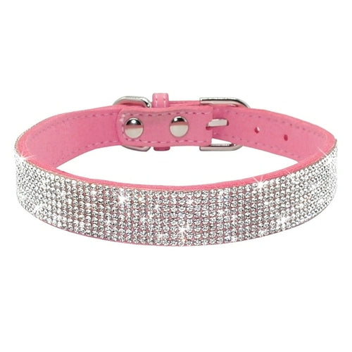Läderhalsband med bling för hund och katt