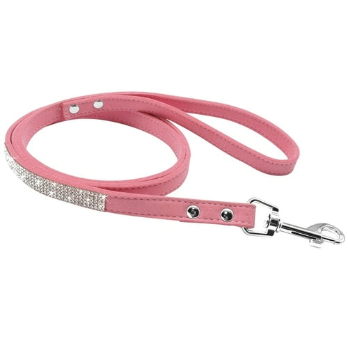 Läderhalsband med bling för hund och katt