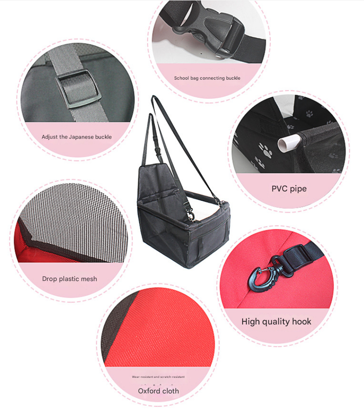 NNEDSZ Black bone print Portable Pet Car Seat for Dogs and Cats - Adjustable Car Seat Cover, Pet Travel Car Carrier with Safety Belt-2