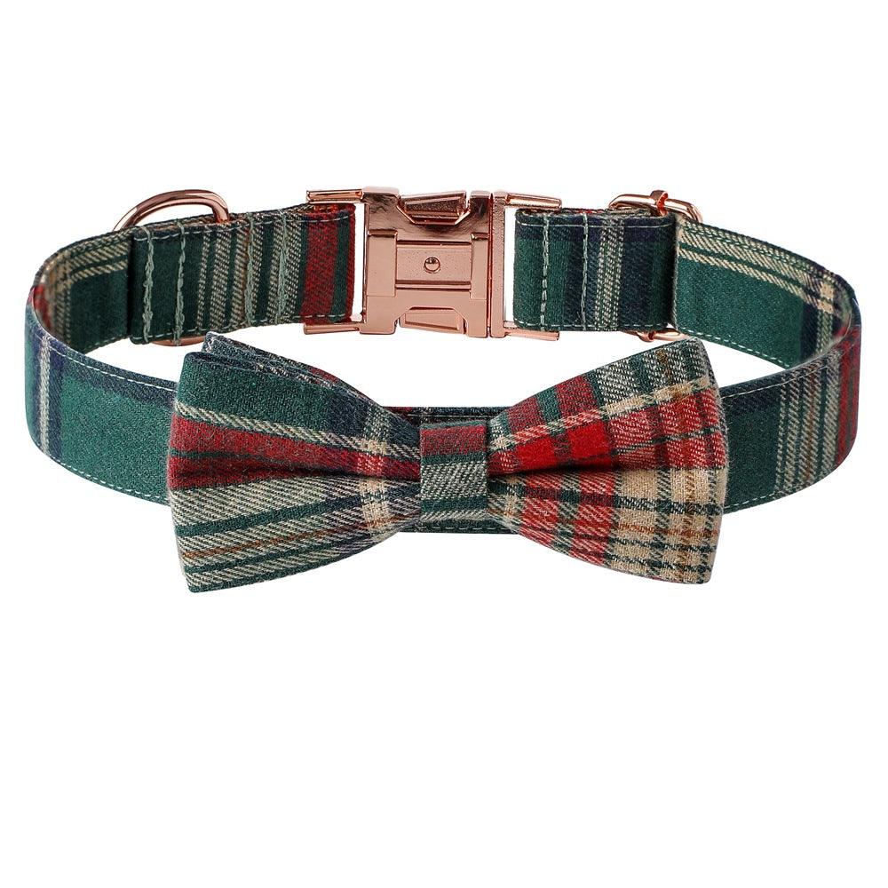 Festive Holiday Dog Collar With Rose Gold Buckle
