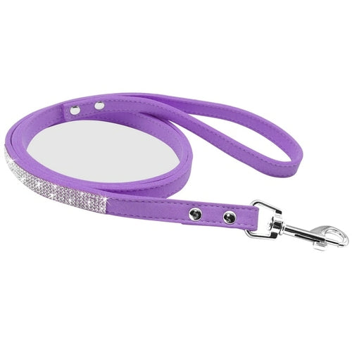 Läderhalsband med bling för hund och katt