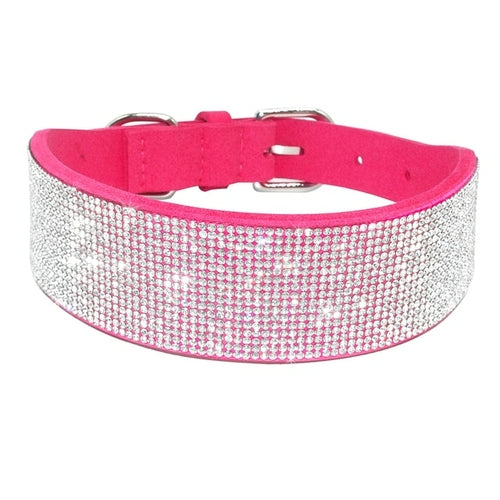 Läderhalsband med bling för hund och katt