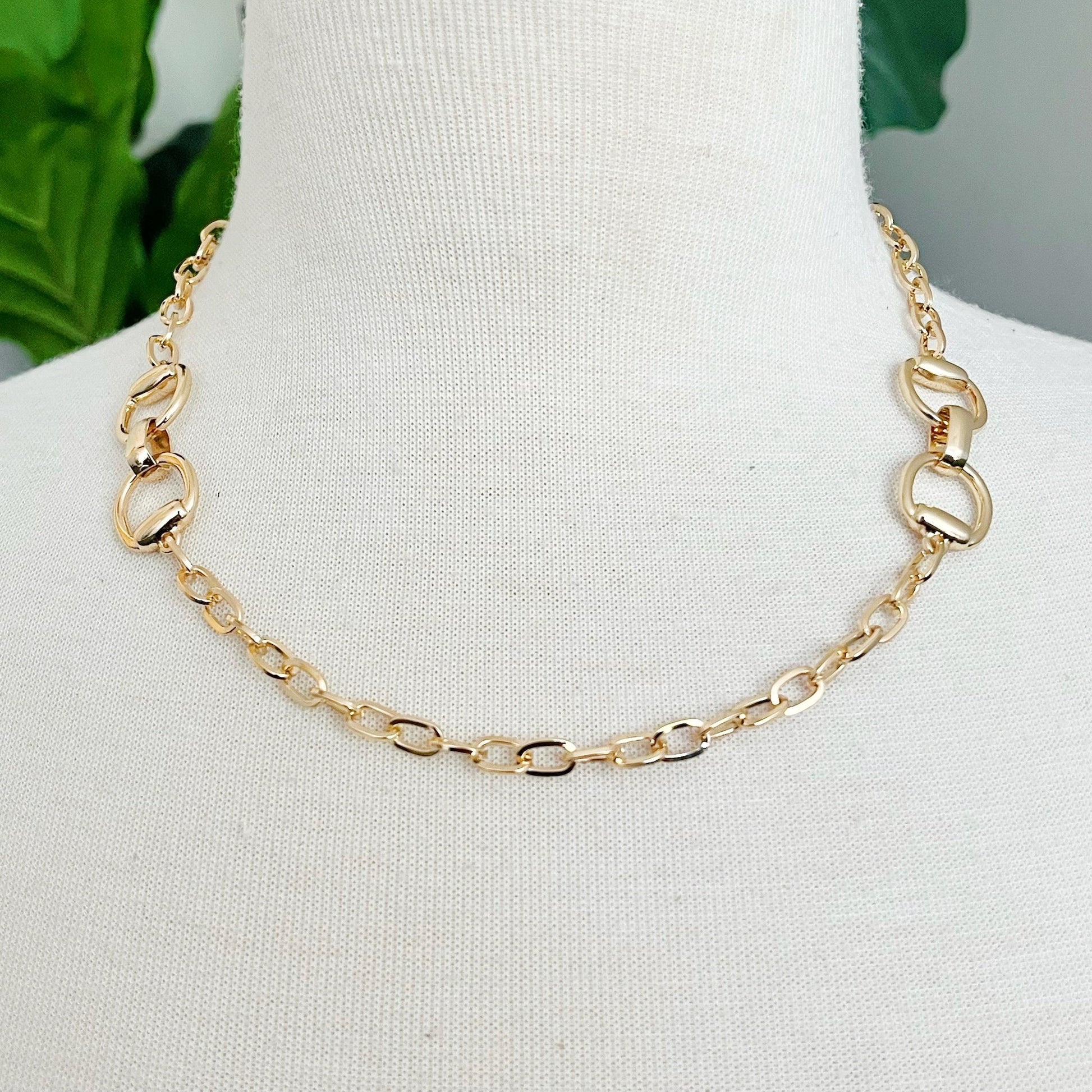 Double Equestrian Chain Necklace-1