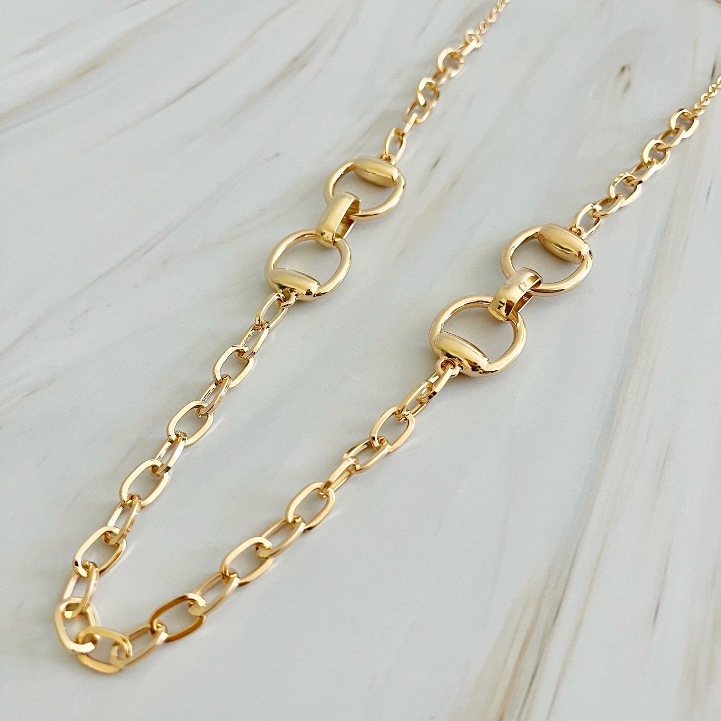 Double Equestrian Chain Necklace-3