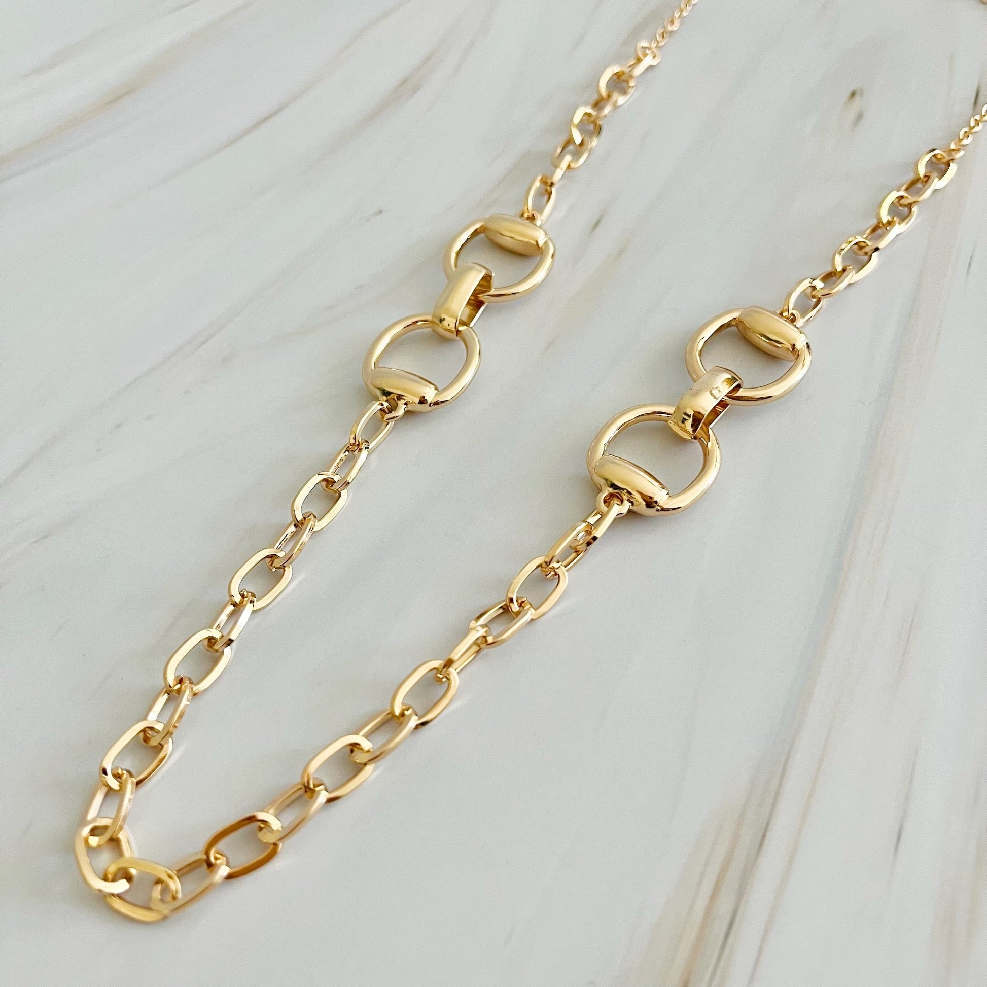 Double Equestrian Chain Necklace-3