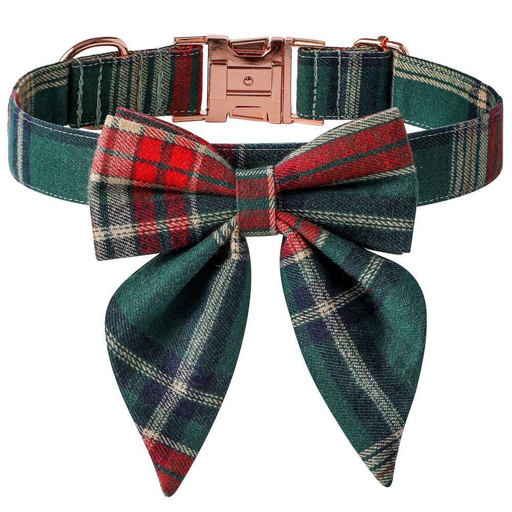 Festive Holiday Dog Collar With Rose Gold Buckle