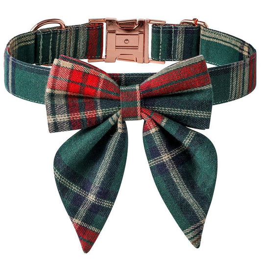 Festive Holiday Dog Collar With Rose Gold Buckle